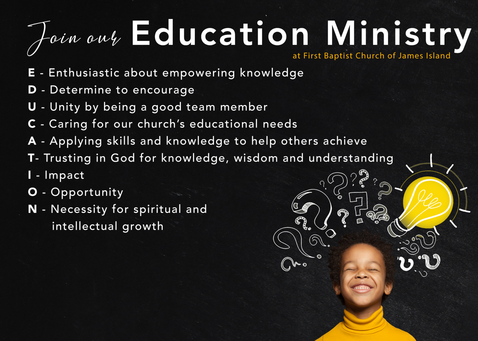 Join our Education Ministry Join our Education Ministry